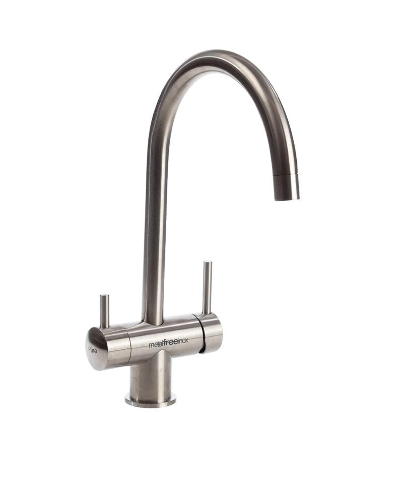 Robinet 3 voies col de cygne métal brossé Metal free