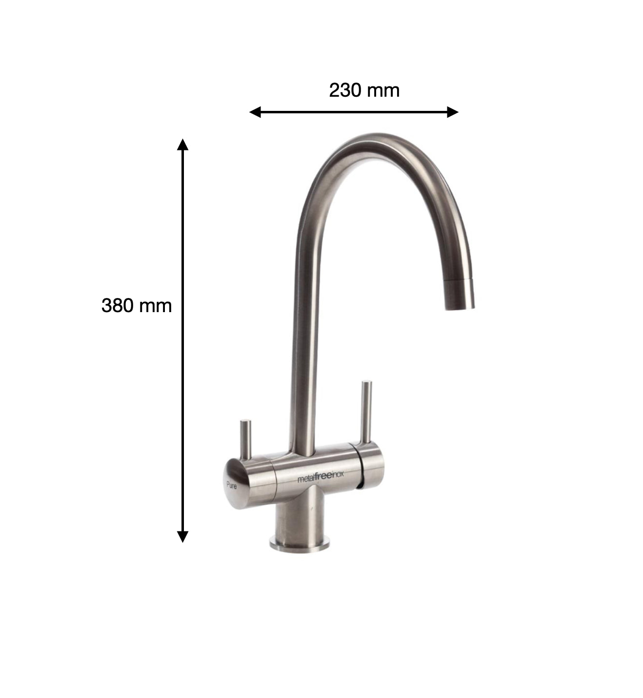 Robinet 3 voies col de cygne métal brossé Metal free